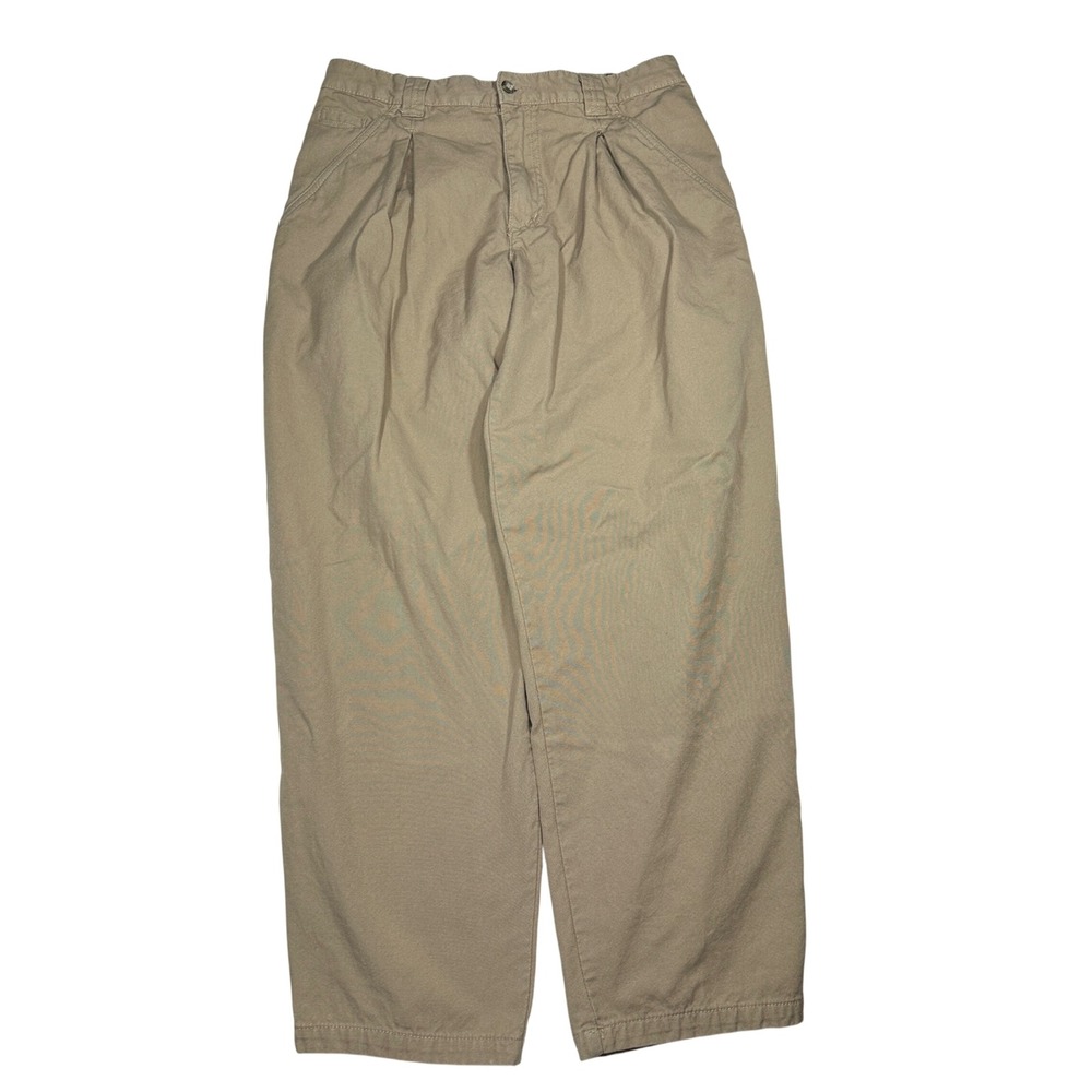 Vintage Gap Khaki‎ Pleated Trouser Pant *31x28 Tan Cotton Canvas Plaid Lined